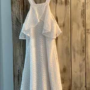 High neck all white lace dress